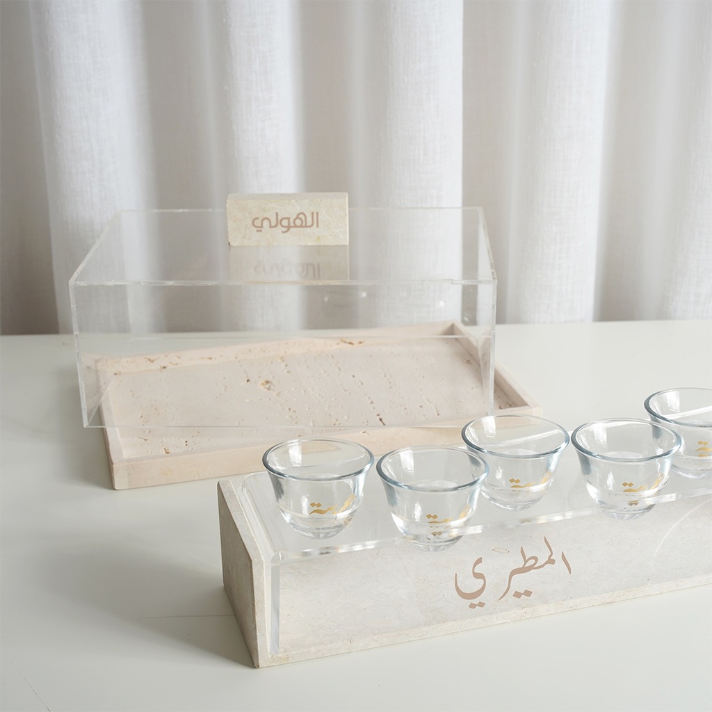 Travertine & Acrylic Serving Sets