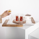 Acacia Serving Tray with complete Set of Tea